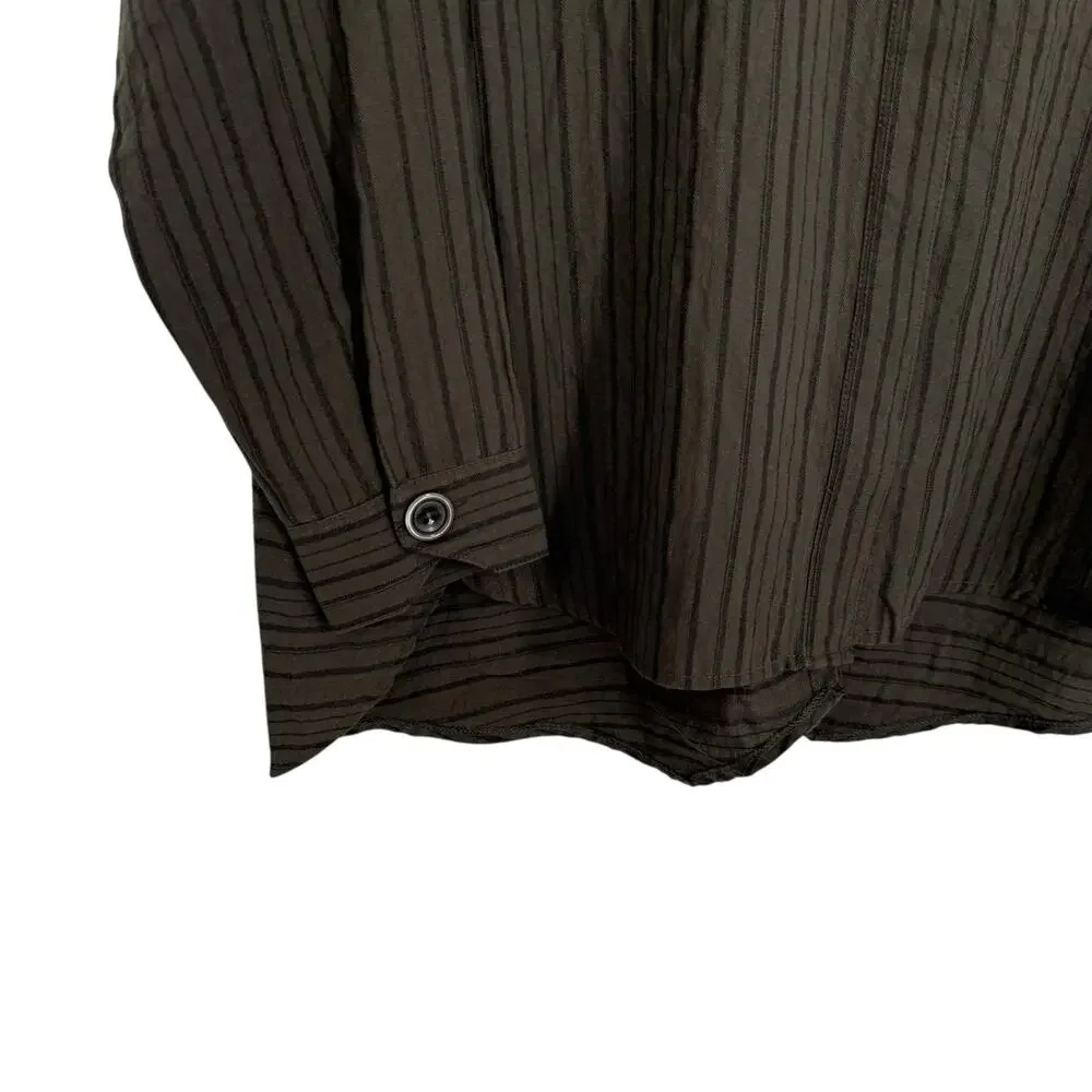 Habitat Sz Small Olive Green Wearable Art to Wear Blouse Shirt Top Autumn Artsy